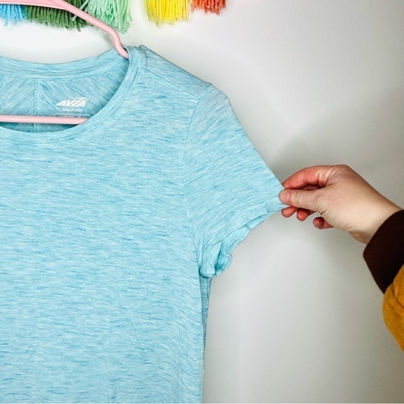 Avia Blue Short Sleeve Athletic Work Out Running Yoga Gym Shirt Size Extra Small - Picture 4 of 9